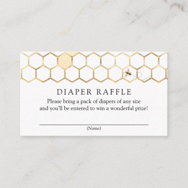 Modern Golden Bee Diaper Raffle insert card