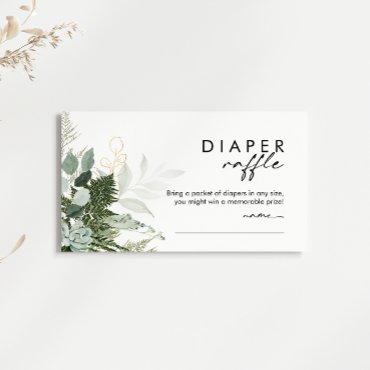 Modern Greenery and Gold Diaper Raffle Baby Shower Enclosure Card