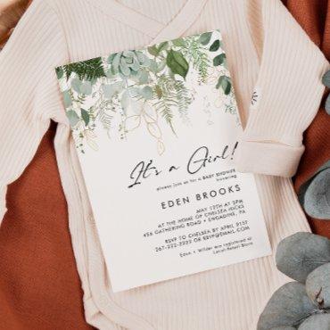 Modern Greenery and Gold Its A Girl