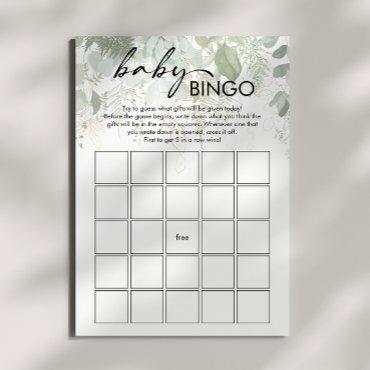 Modern Greenery Baby Shower Baby Bingo Card