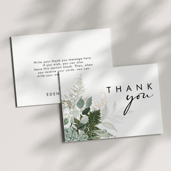 Modern Greenery Baby Shower Flat Thank You Card