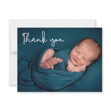 Modern Handlettering Baby Photo thank baby shower Postcard