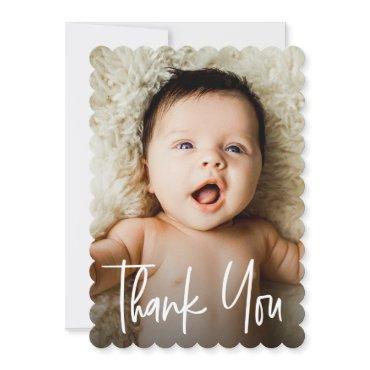 Modern Handlettering Custom Baby Shower Photo Thank You Card