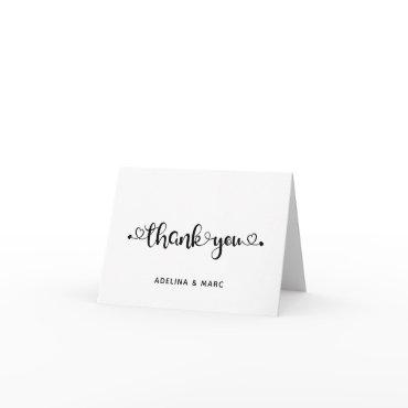 Modern Hearts Script Love Bridal Shower Wedding Thank You Card