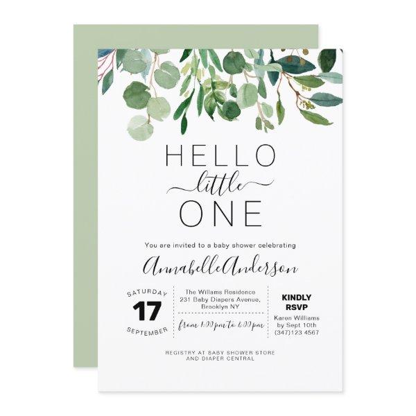 Modern Hello Little One Greenery