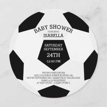 Modern It's A Boy Soccer Baby Shower Invitations