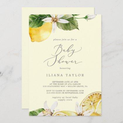 Modern Lemon Garden | Yellow Baby Shower Invitation