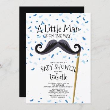 Modern  Little Man Mustache Baby Shower Invitation