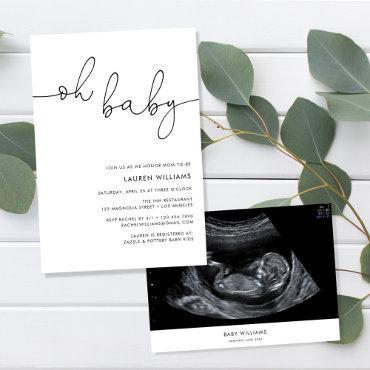 Modern Minimalist Sonogram Photo Baby Shower