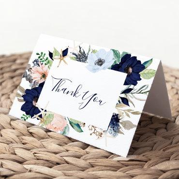 Modern Nautical | Floral Thank You Card