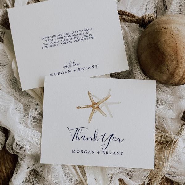 Modern Nautical | Starfish Flat Thank You Card