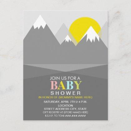 Modern Neutral Mountain Sun Baby Shower Invitation