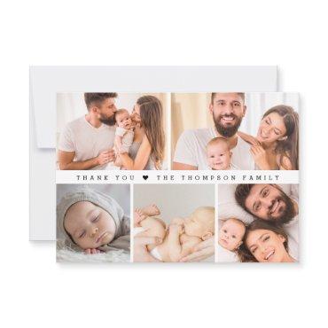 Modern Newborn photos baby thank you custom note Announcement