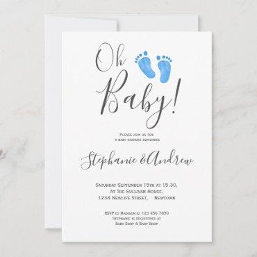 Modern Oh Baby Boy Couples Baby Shower Invitation