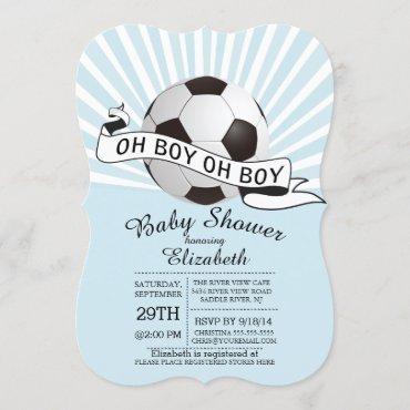Modern Oh Boy Soccer Boys Baby Shower Invitation