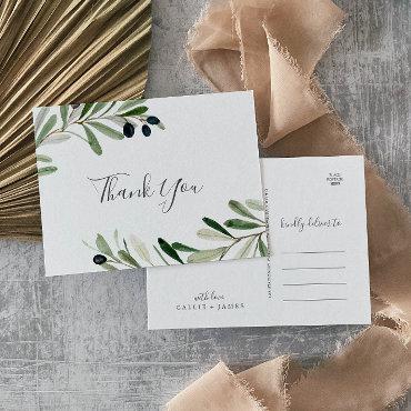 Modern Olive Branch Thank You Postcard