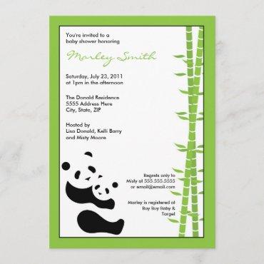 Modern Pandas & Bamboo 5 x 7 Invitation