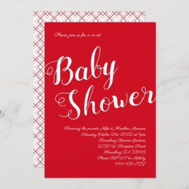 Modern Red Baby Shower Co-Ed Gender Neutral Invitation