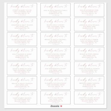 Modern Rose Gold Wedding Guest Address Labels