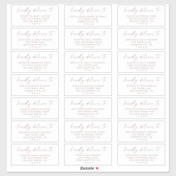 Modern Rose Gold Wedding Guest Address Labels