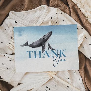 Modern Rustic Ocean Flat Baby Shower Thank You Card