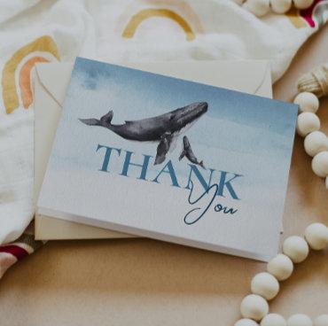 Modern Rustic Ocean Folded Baby Shower Thank You Card