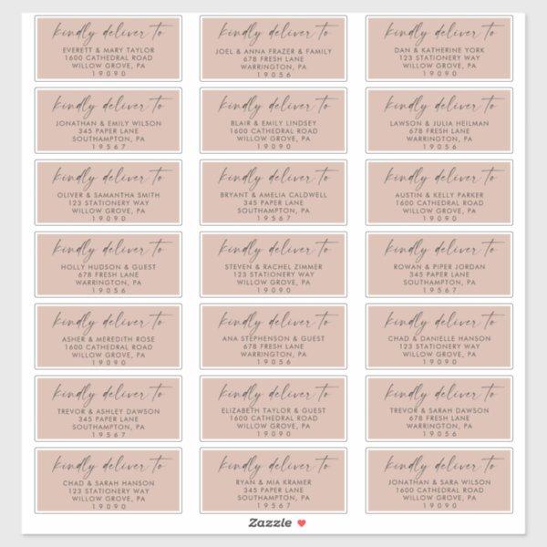 Modern Script Salmon Wedding Guest Address Labels
