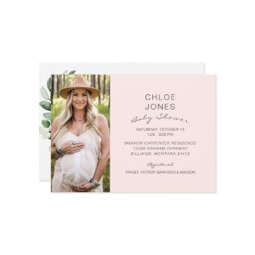 Modern Simple Baby Shower Photo Champagne Pink