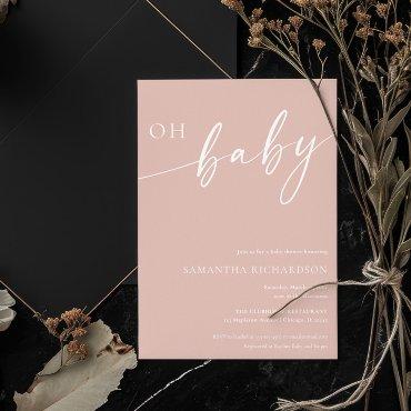 Modern simple blush pink Oh Baby girl