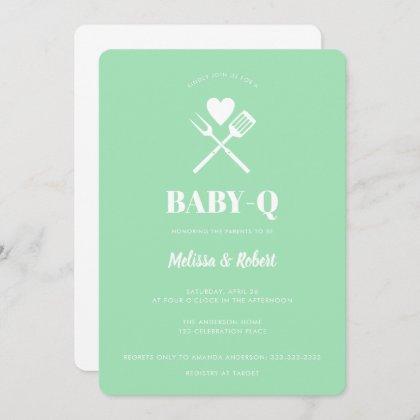 Modern Simple Mint Green BBQ Baby Shower Invitation