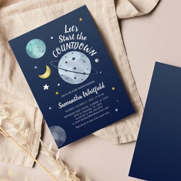 Modern Space Outer Galaxy Baby Shower Countdown