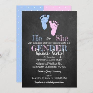 Modern Typography Gender Reveal Party! Baby Shower Invitation