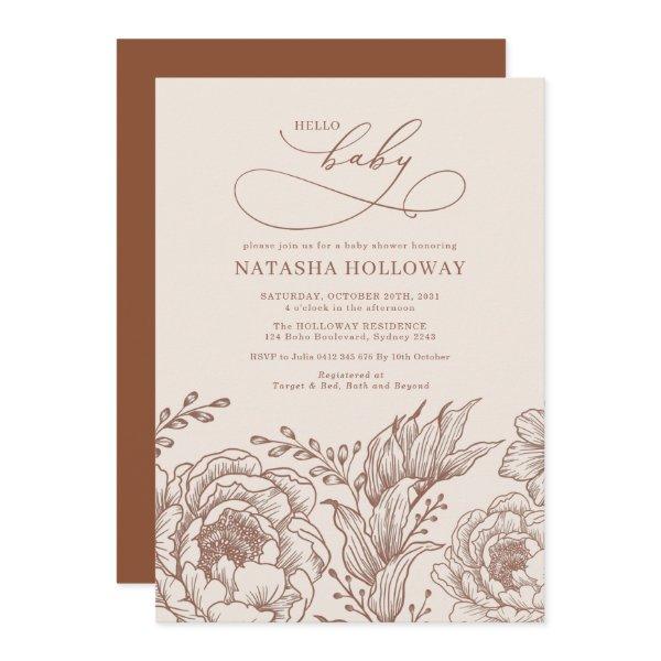 Modern Vintage Floral Terracotta