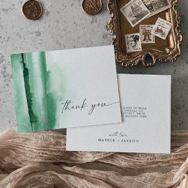 Modern Watercolor | Green Thank You Card