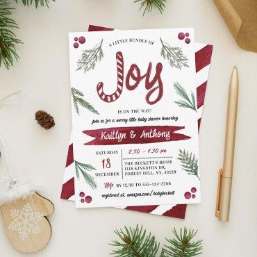 Modern Watercolor "Joy" Candy Cane