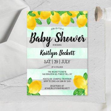 Modern Watercolor Lemon Tree Baby Shower Acrylic