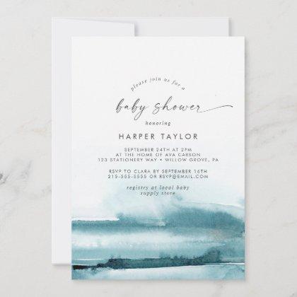 Modern Watercolor | Teal Baby Shower Invitation