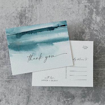 Modern Watercolor | Teal Thank You Postcard