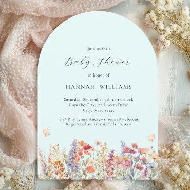 Modern, Wildflower, Baby Shower, Arch Save The Date