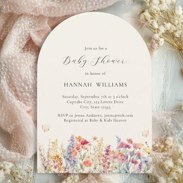 Modern, Wildflower, Baby Shower, Arch Save The Date