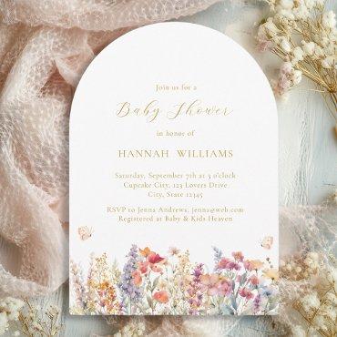 Modern, Wildflower, Baby Shower, Arch Save The Date