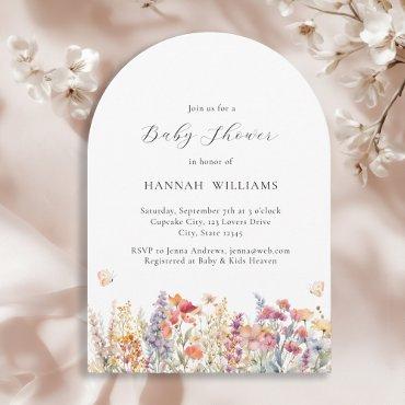 Modern, Wildflower, Baby Shower, Arch Save The Date