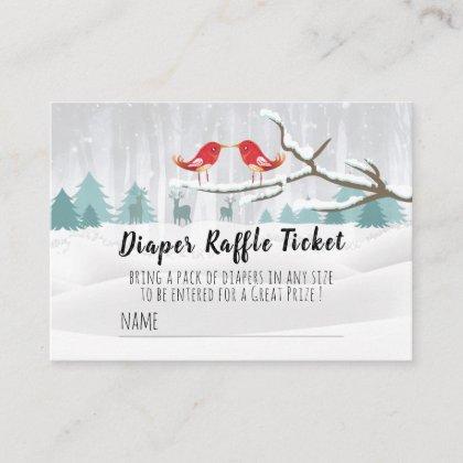 Modern Winter Baby Shower Diaper Raffle Ticket Enclosure Card