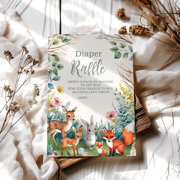 Modern Woodland Animals Forest  Diapper Raffle Enclosure Card