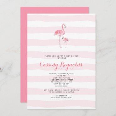 Mommy and baby girl Flamingo Baby Shower Invitation