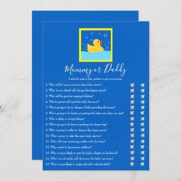  Mommy and Daddy Rubber Ducky Baby Shower Game Invitation