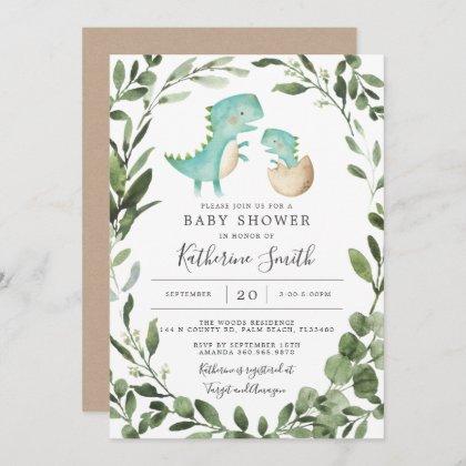 Mommy Baby Dinosaur Baby Shower Invitation