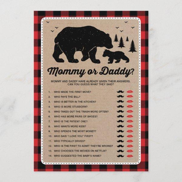 Mommy or Daddy | Bear Lumberjack Baby Shower Game