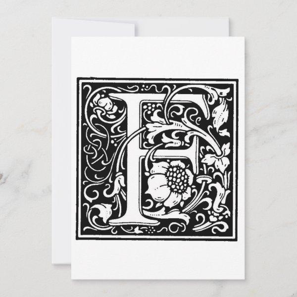 Monogram F Initial Black and White  Note