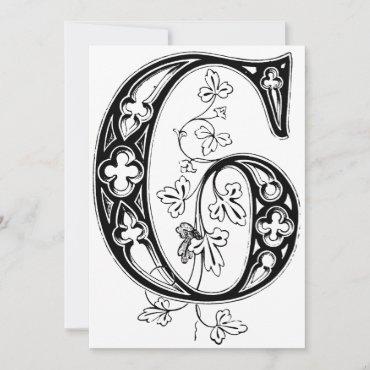 Monogram G Initial Black and White Holiday Card